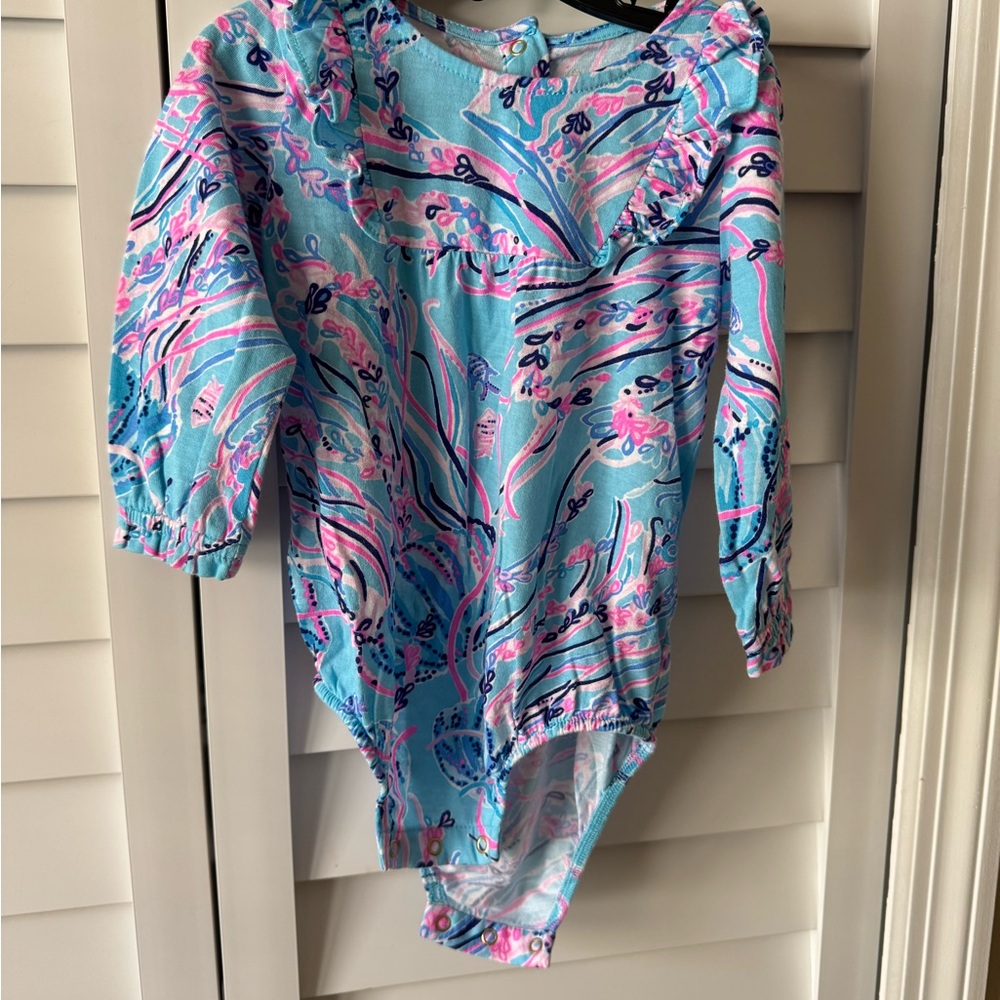 Lilly Pulitzer Blue and Pink Bodysuit with Abstract Patterns